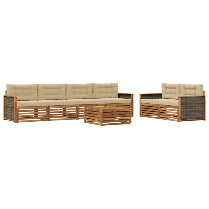 Udendørs sofagruppe med pude 7 pcs Naturlig og Beige