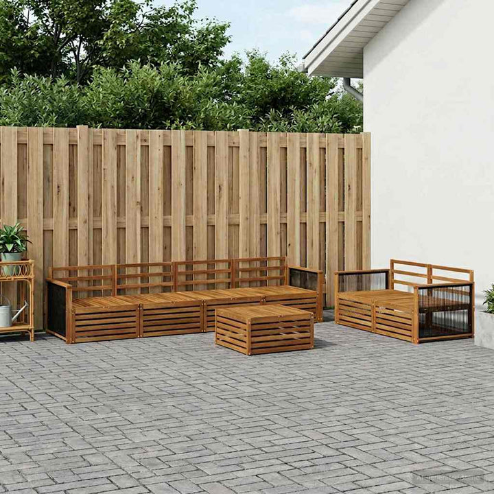 Udendørs sofagruppe 7 pcs Naturfarvet Massivt Akacietræ
