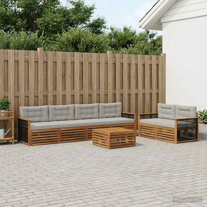 Udendørs sofagruppe med pude 7 pcs Naturfarvet og lysegrå