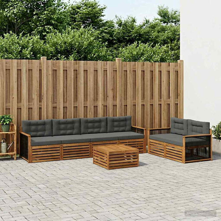 Udendørs sofagruppe med pude 7 pcs Naturlig og Antracit