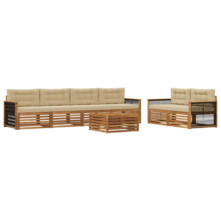 Udendørs sofagruppe med pude 7 pcs Naturlig og Beige