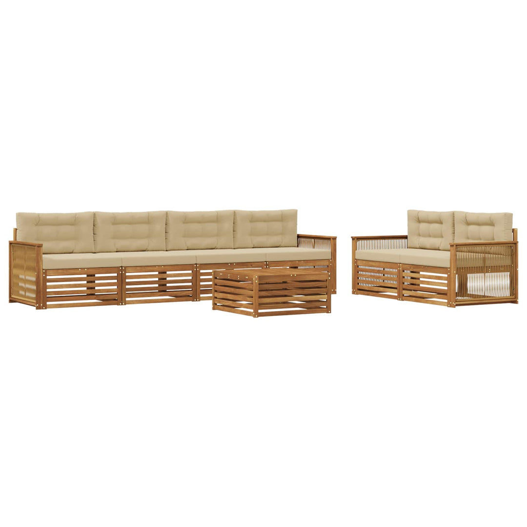 Udendørs sofagruppe med pude 7 pcs Naturlig og Beige