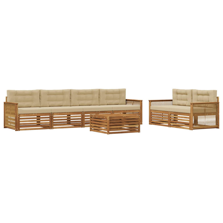 Udendørs sofagruppe med pude 7 pcs Naturlig og Beige