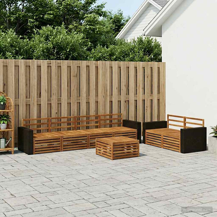 Udendørs sofagruppe 7 pcs Naturfarvet Massivt Akacietræ