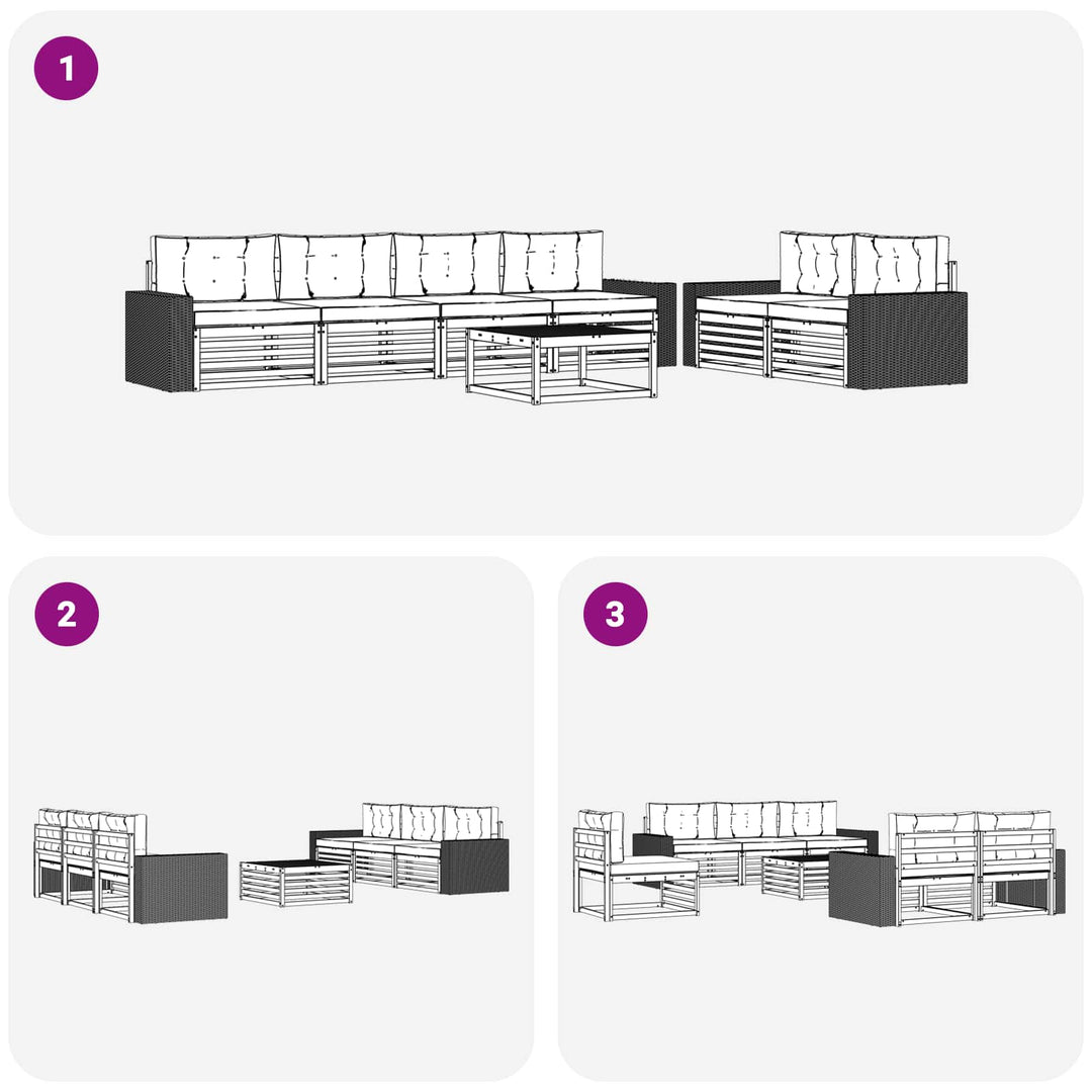 Udendørs sofagruppe 7 pcs Naturfarvet og lysegrå Polyester