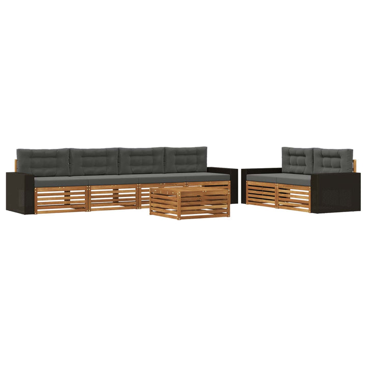Udendørs sofagruppe 7 pcs Naturlig og Antracit Polyester