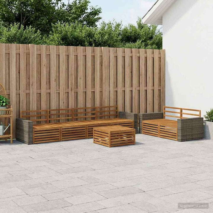 Udendørs sofagruppe 7 pcs Naturfarvet Massivt Akacietræ