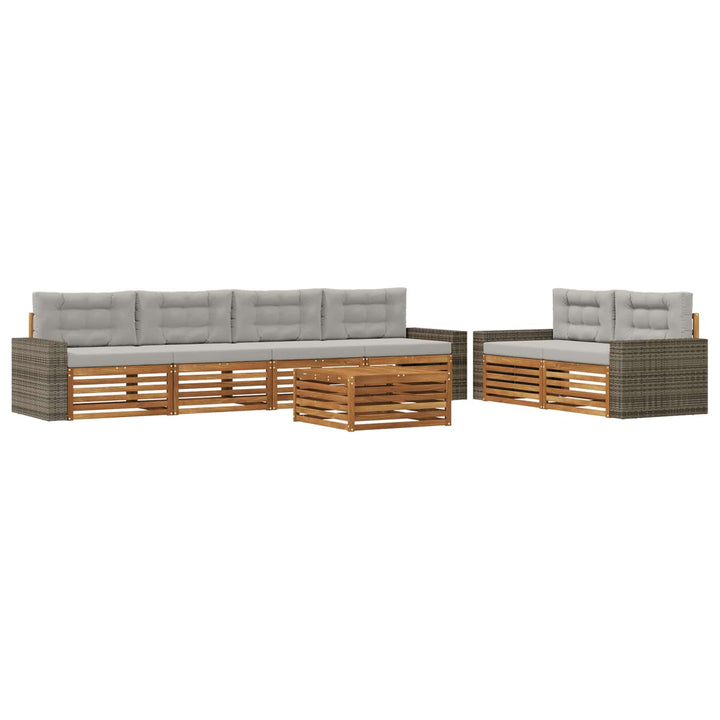 Udendørs sofagruppe 7 pcs Naturfarvet og lysegrå Polyester