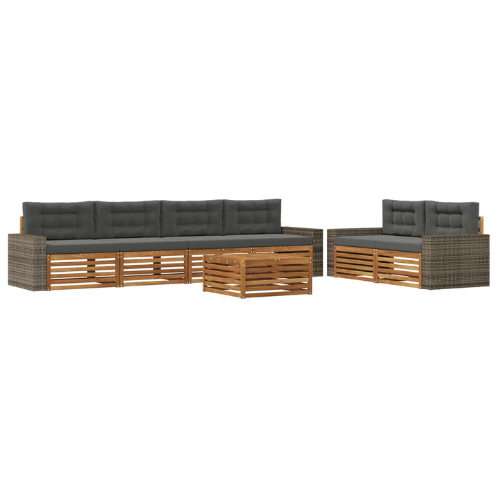 Udendørs sofagruppe 7 pcs Naturlig og Antracit Polyester
