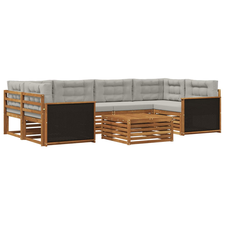 Udendørs sofagruppe 7 pcs Naturfarvet og lysegrå Polyester