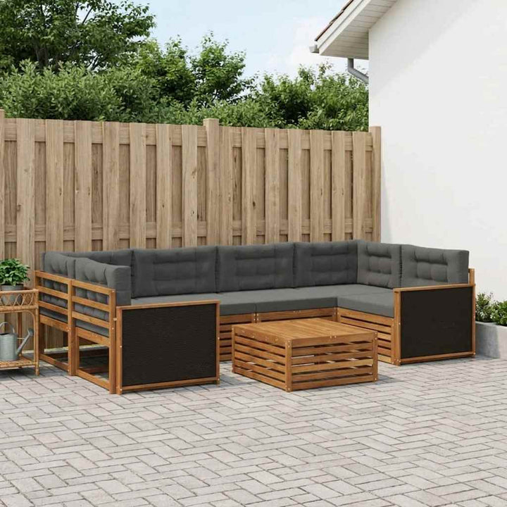 Udendørs sofagruppe 7 pcs Naturlig og Antracit Polyester