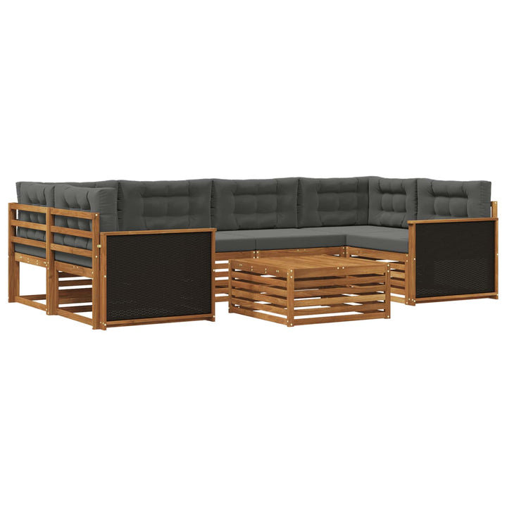 Udendørs sofagruppe 7 pcs Naturlig og Antracit Polyester