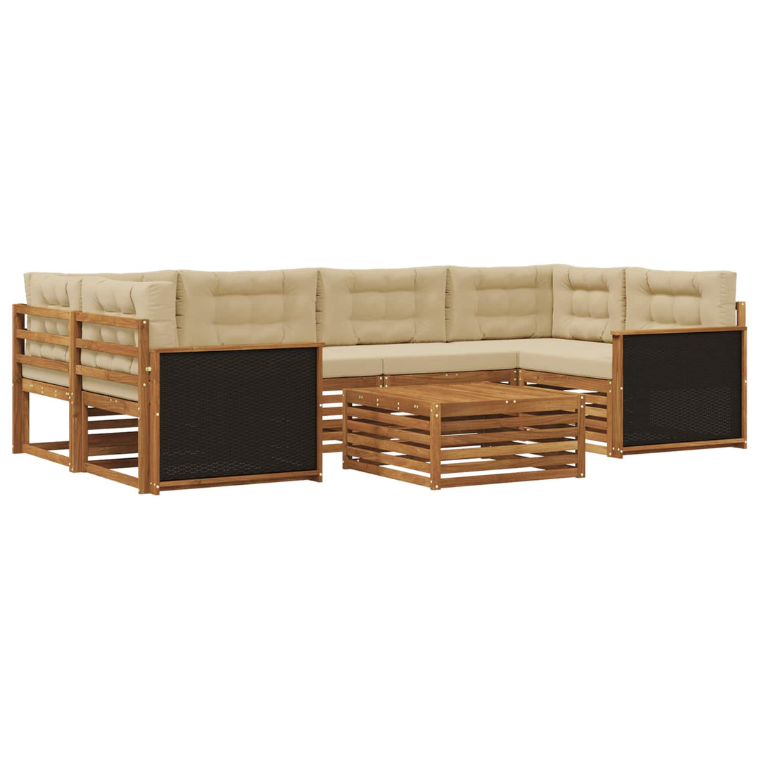 Udendørs sofagruppe med pude 7 pcs Naturlig og Beige Polyester