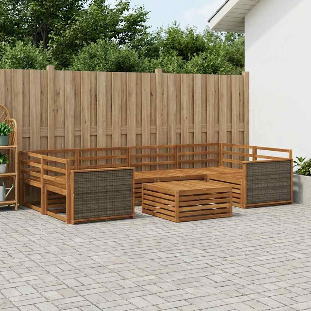 Udendørs sofagruppe 7 pcs Naturfarvet Massivt Akacietræ