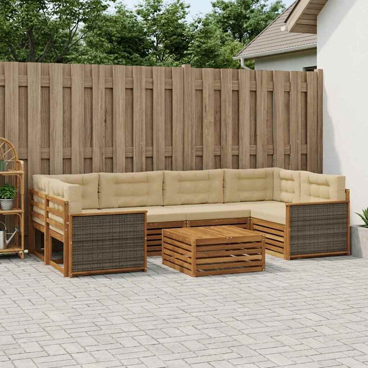 Udendørs sofagruppe med pude 7 pcs Naturlig og Beige