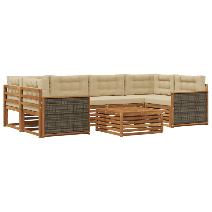 Udendørs sofagruppe med pude 7 pcs Naturlig og Beige