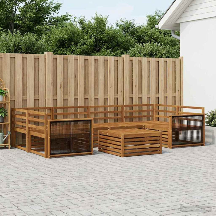 Udendørs sofagruppe 7 pcs Naturfarvet Massivt Akacietræ
