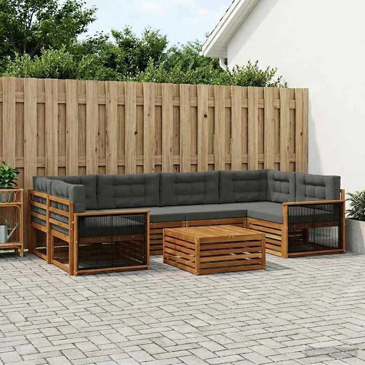 Udendørs sofagruppe med pude 7 pcs Naturlig og Antracit