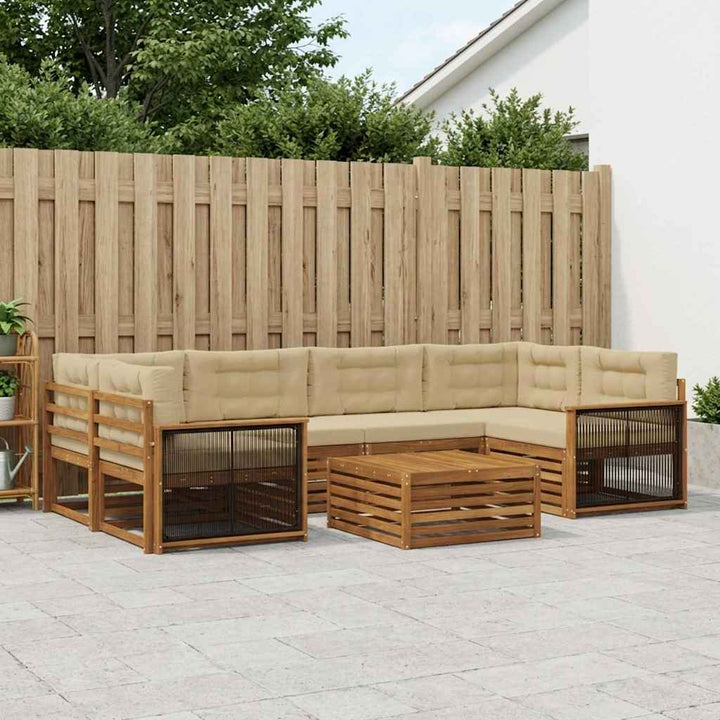 Udendørs sofagruppe med pude 7 pcs Naturlig og Beige
