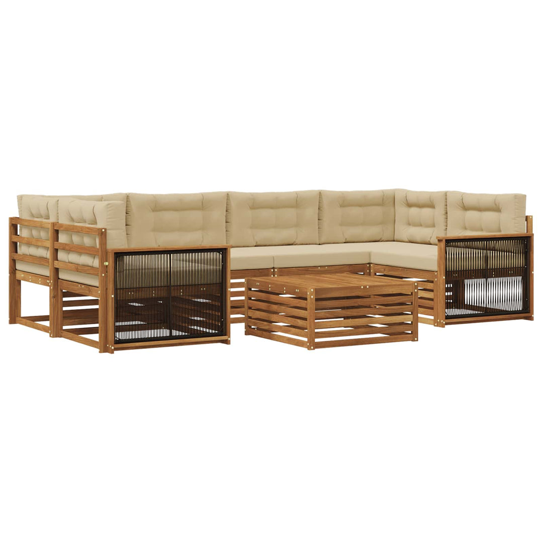 Udendørs sofagruppe med pude 7 pcs Naturlig og Beige