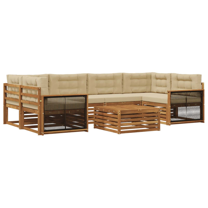 Udendørs sofagruppe med pude 7 pcs Naturlig og Beige