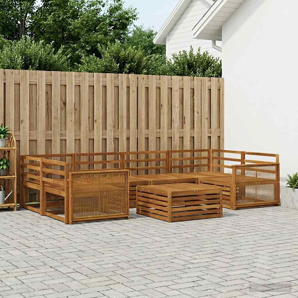 Udendørs sofagruppe 7 pcs Naturfarvet Massivt Akacietræ