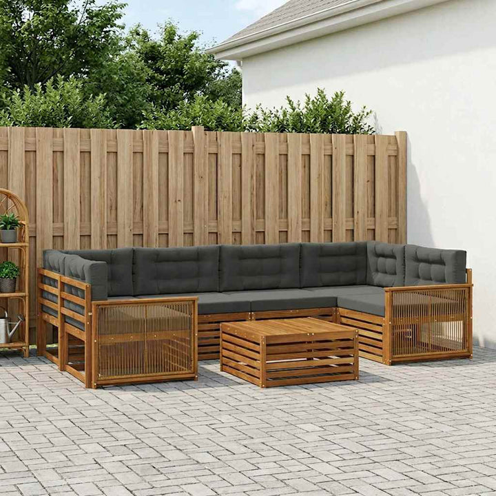 Udendørs sofagruppe med pude 7 pcs Naturlig og Antracit