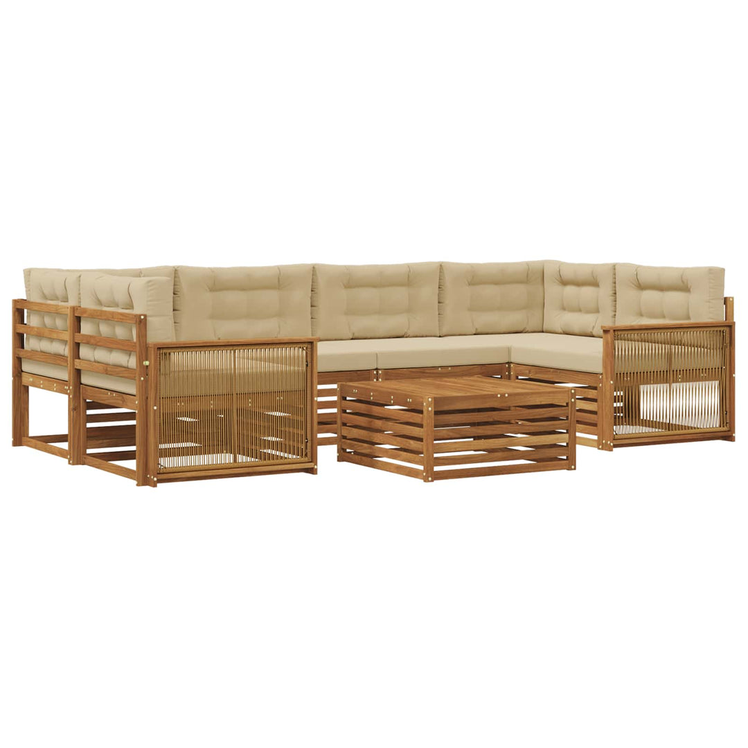 Udendørs sofagruppe med pude 7 pcs Naturlig og Beige