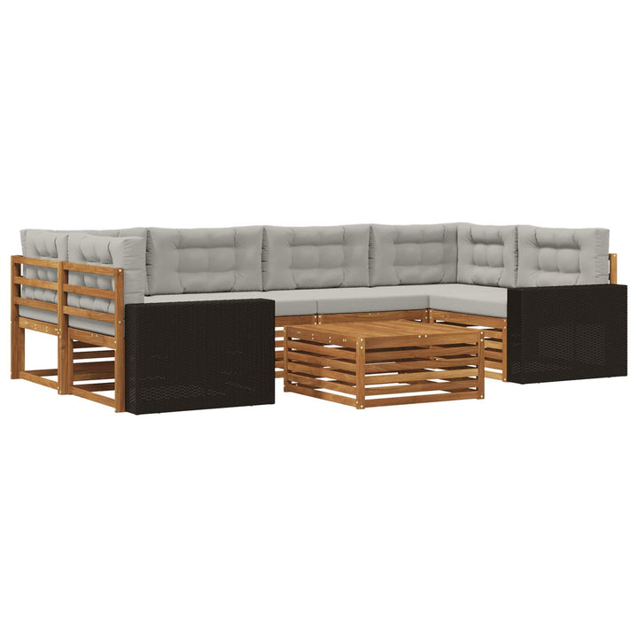 Udendørs sofagruppe 7 pcs Naturfarvet og lysegrå Polyester