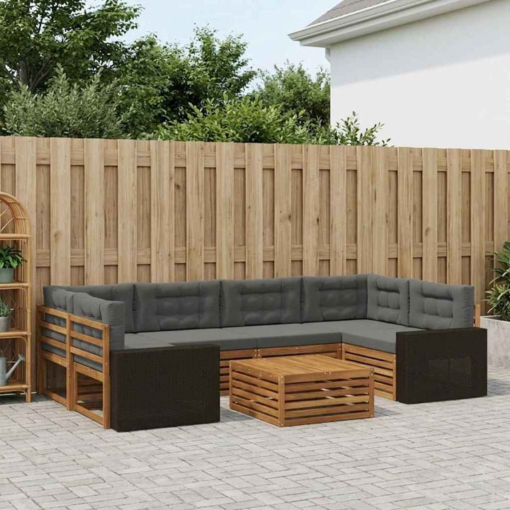 Udendørs sofagruppe 7 pcs Naturlig og Antracit Polyester