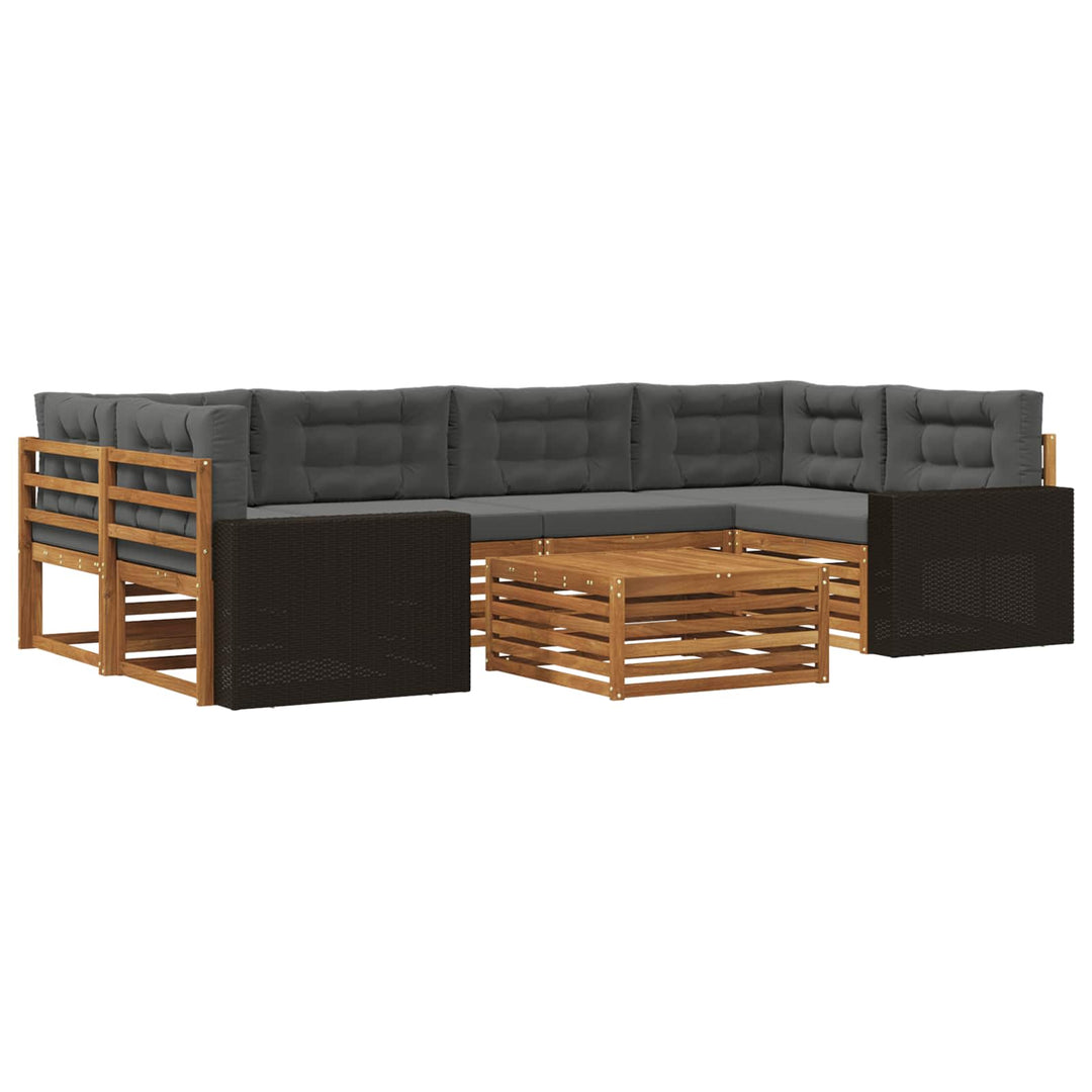 Udendørs sofagruppe 7 pcs Naturlig og Antracit Polyester