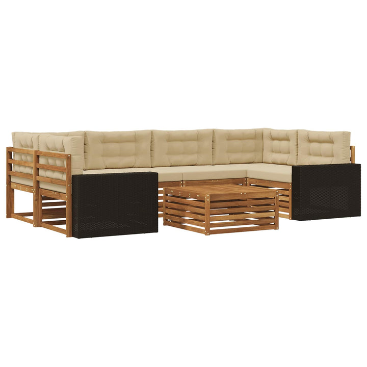 Udendørs sofagruppe med pude 7 pcs Naturlig og Beige Polyester