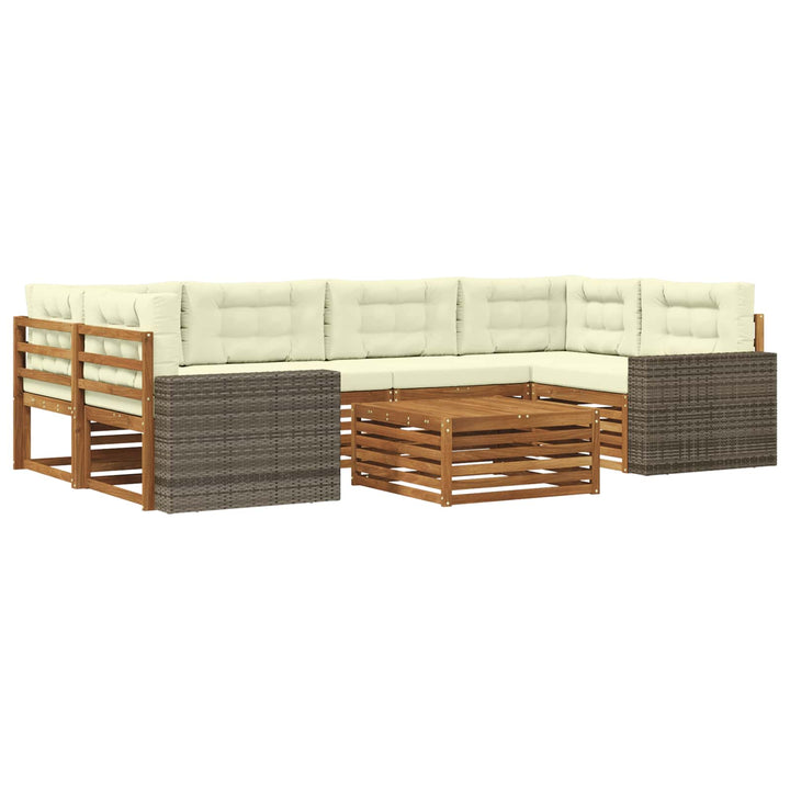 Udendørs sofagruppe med pude 7 pcs Naturlig og Fløde Polyester