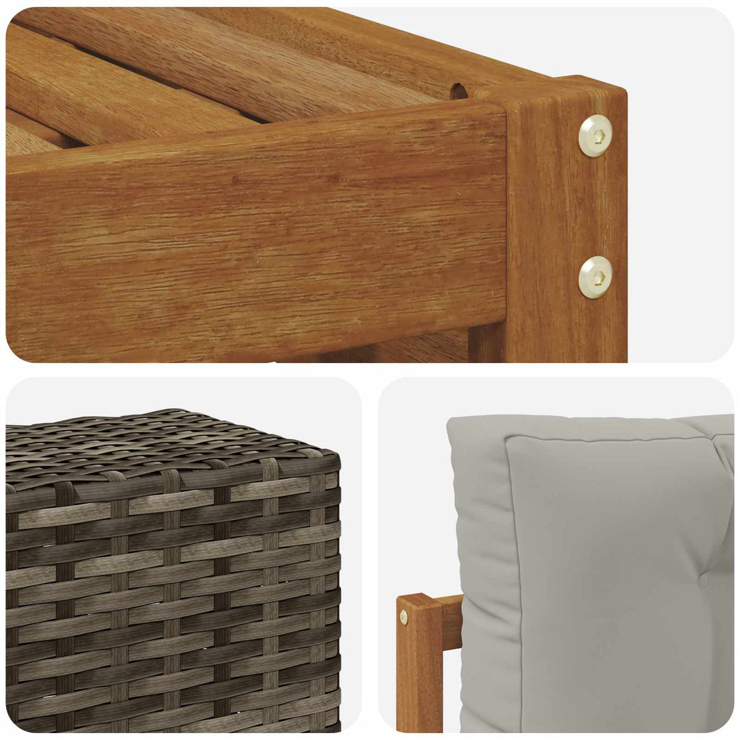 Udendørs sofagruppe 7 pcs Naturfarvet og lysegrå Polyester