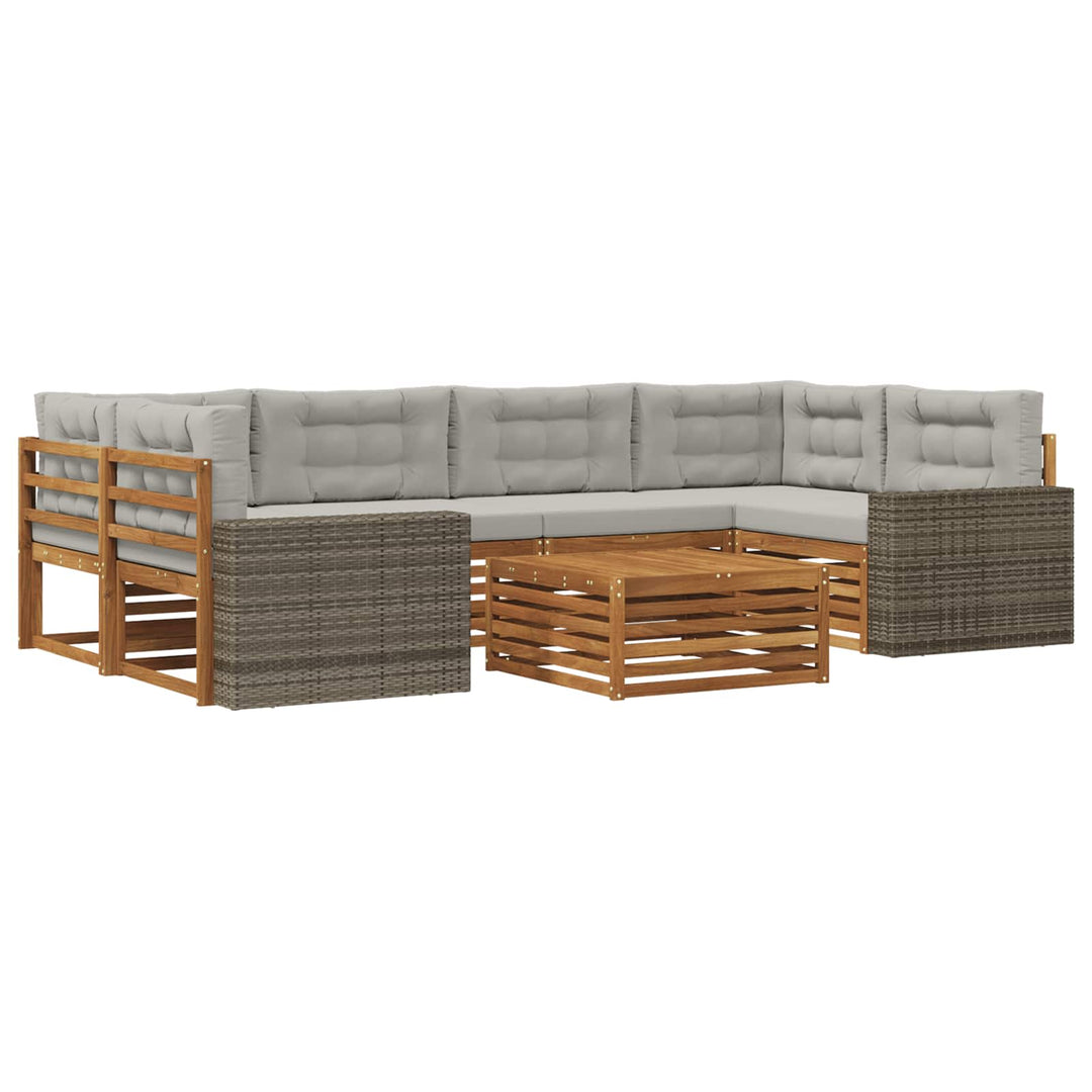 Udendørs sofagruppe 7 pcs Naturfarvet og lysegrå Polyester