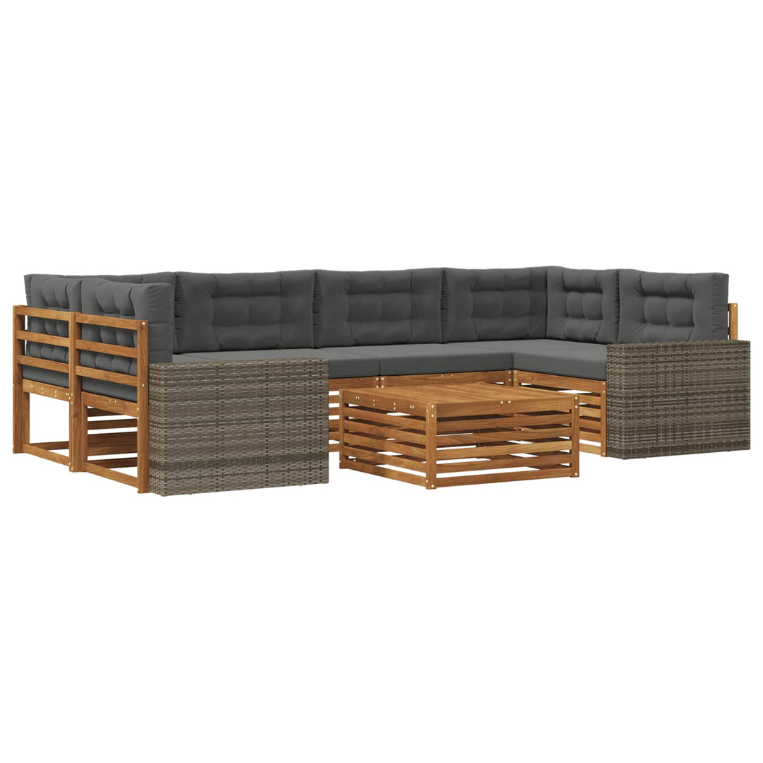 Udendørs sofagruppe 7 pcs Naturlig og Antracit Polyester