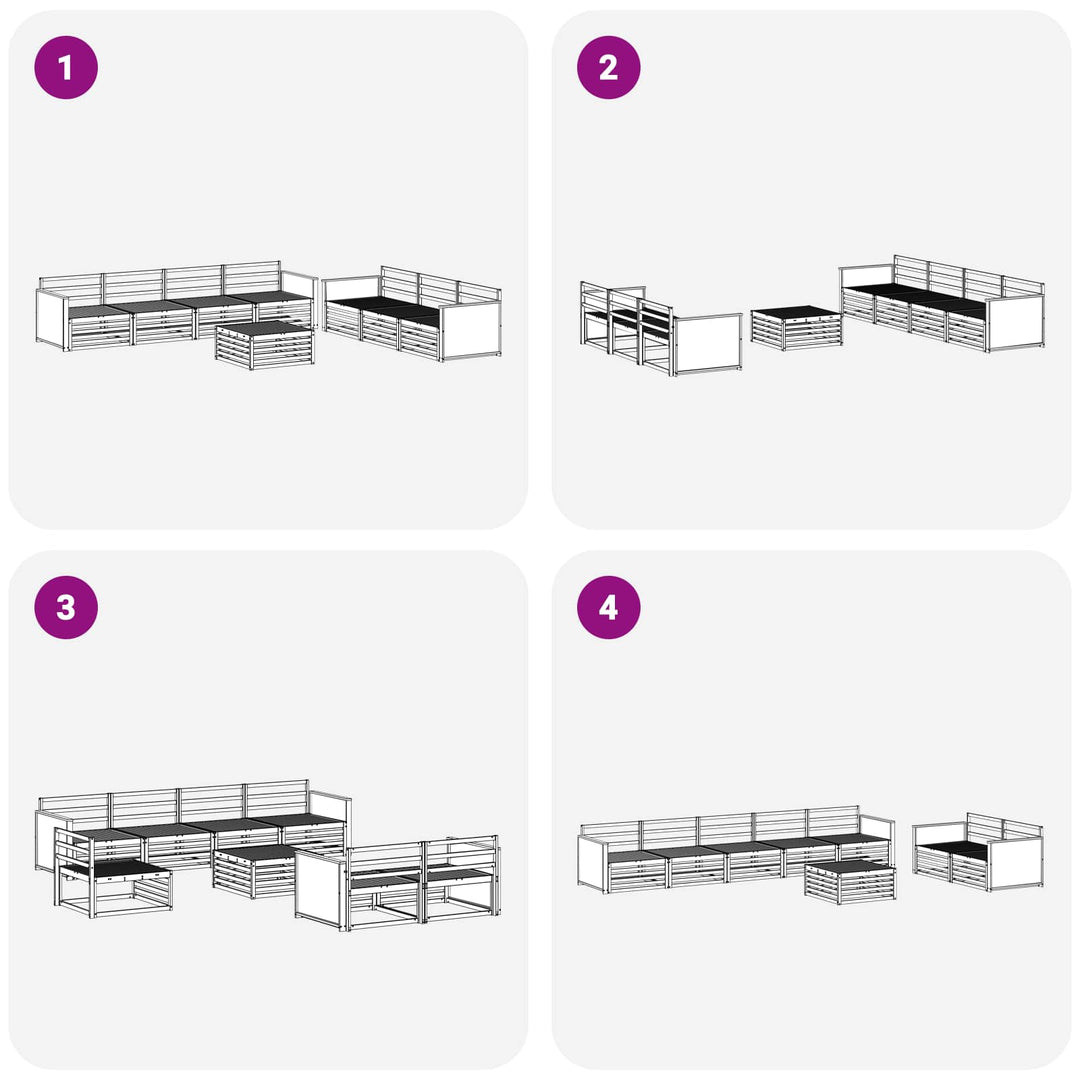 Udendørs sofagruppe 8 pcs Naturfarvet 79 x 79 x 37 cm