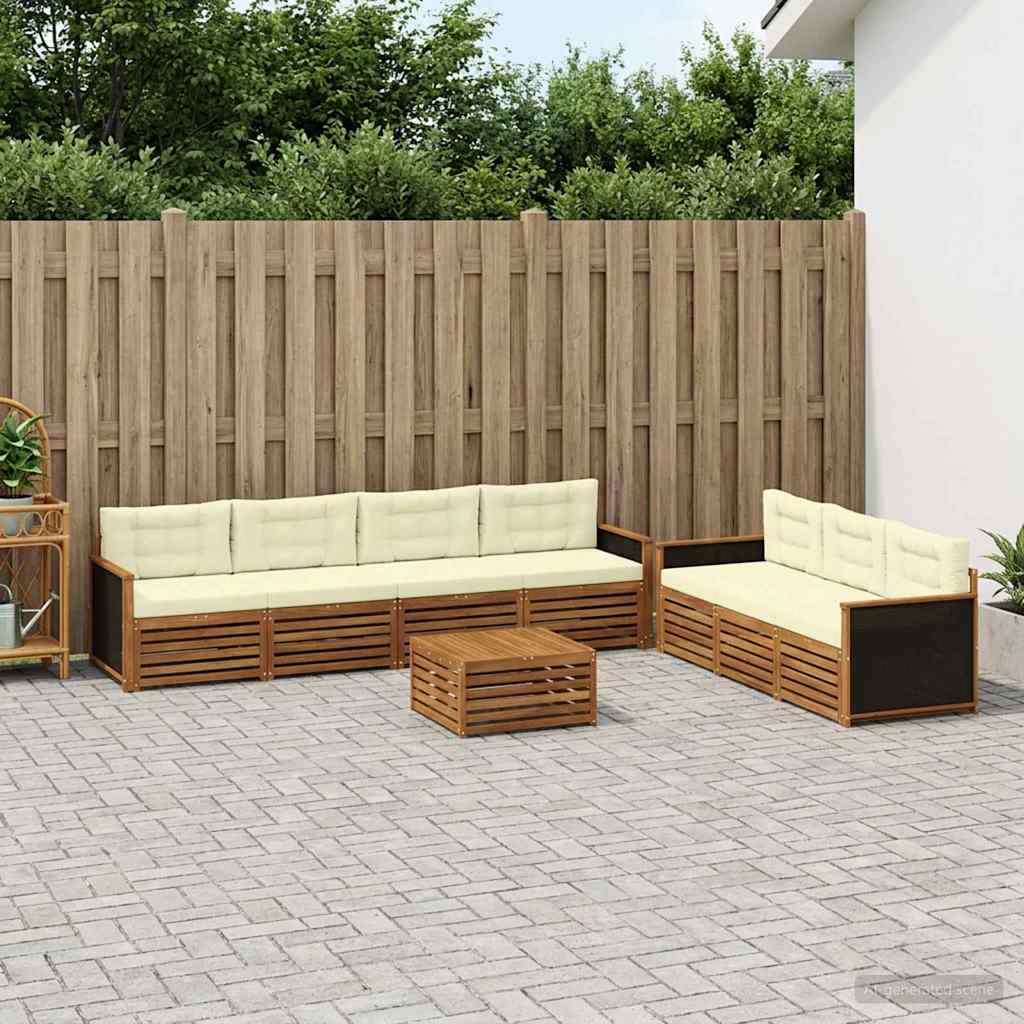 Udendørs sofagruppe 8 pcs Naturlig og Fløde 79 x 79 x 37 cm