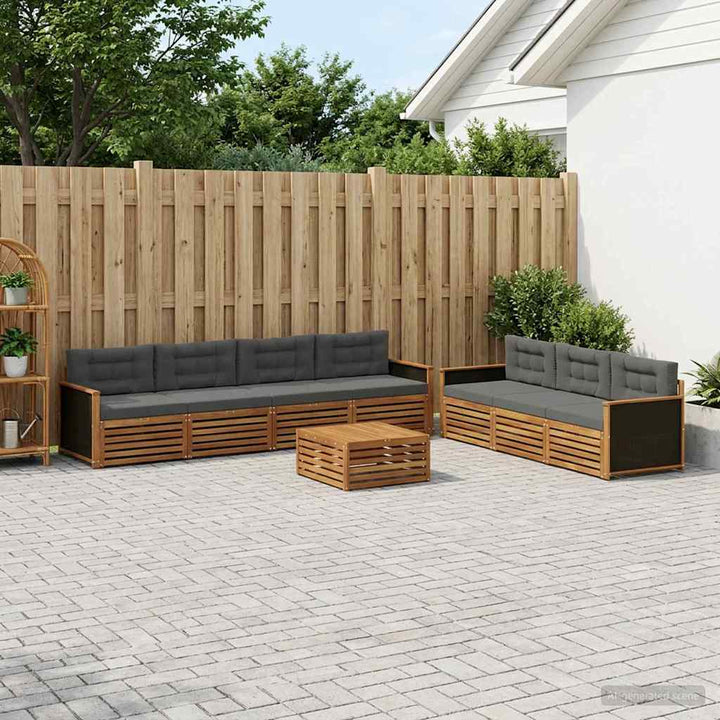 Udendørs sofagruppe 8 pcs Naturlig og Antracit 79 x 79 x 37 cm