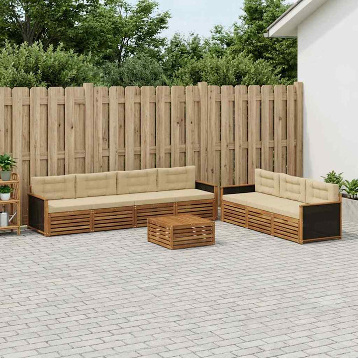 Udendørs sofagruppe 8 pcs Naturlig og Beige 79 x 79 x 37 cm