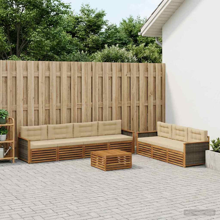 Udendørs sofagruppe med pude 8 pcs Naturlig og Beige