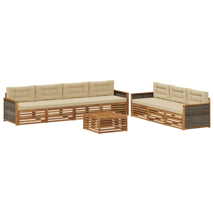 Udendørs sofagruppe med pude 8 pcs Naturlig og Beige