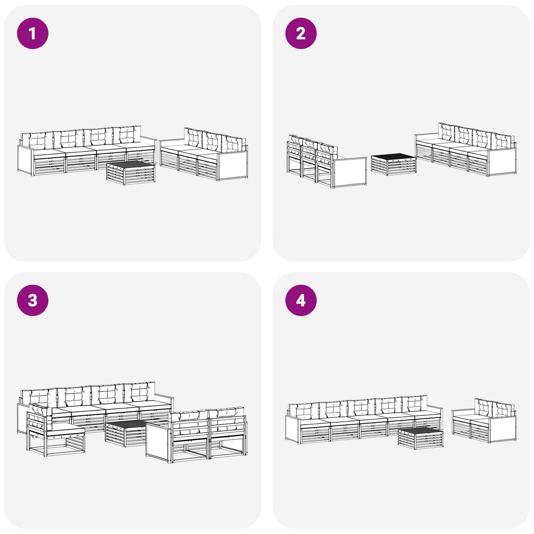 Udendørs sofagruppe med pude 8 pcs Naturlig og Beige