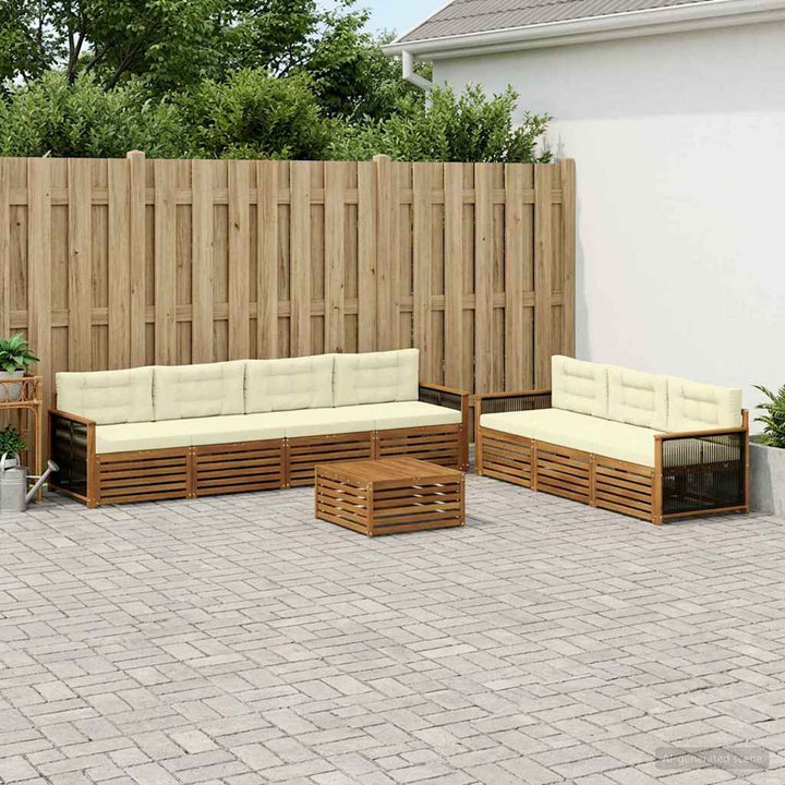 Udendørs sofagruppe med pude 8 pcs Naturlig og Fløde