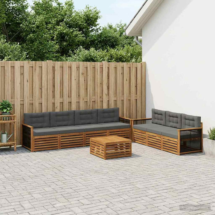 Udendørs sofagruppe med pude 8 pcs Naturlig og Antracit