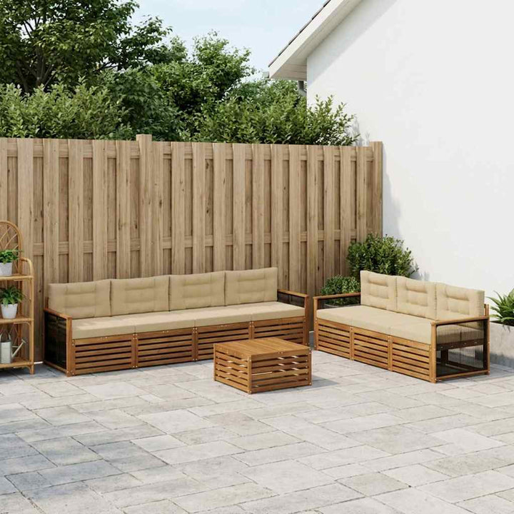 Udendørs sofagruppe med pude 8 pcs Naturlig og Beige