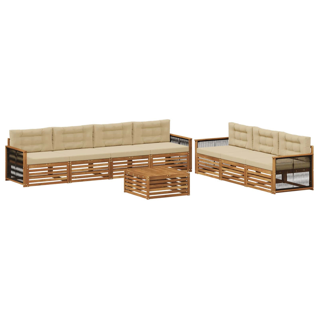 Udendørs sofagruppe med pude 8 pcs Naturlig og Beige