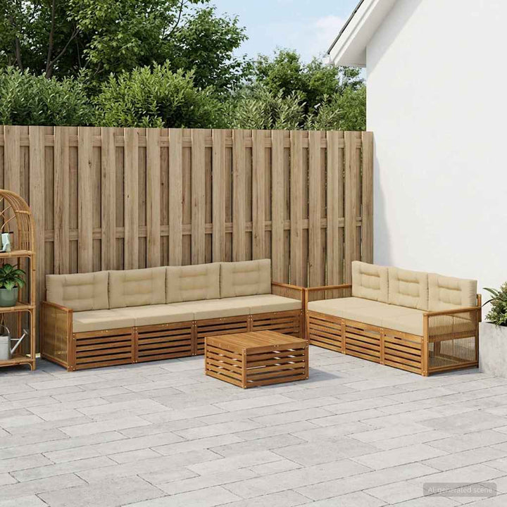 Udendørs sofagruppe med pude 8 pcs Naturlig og Beige