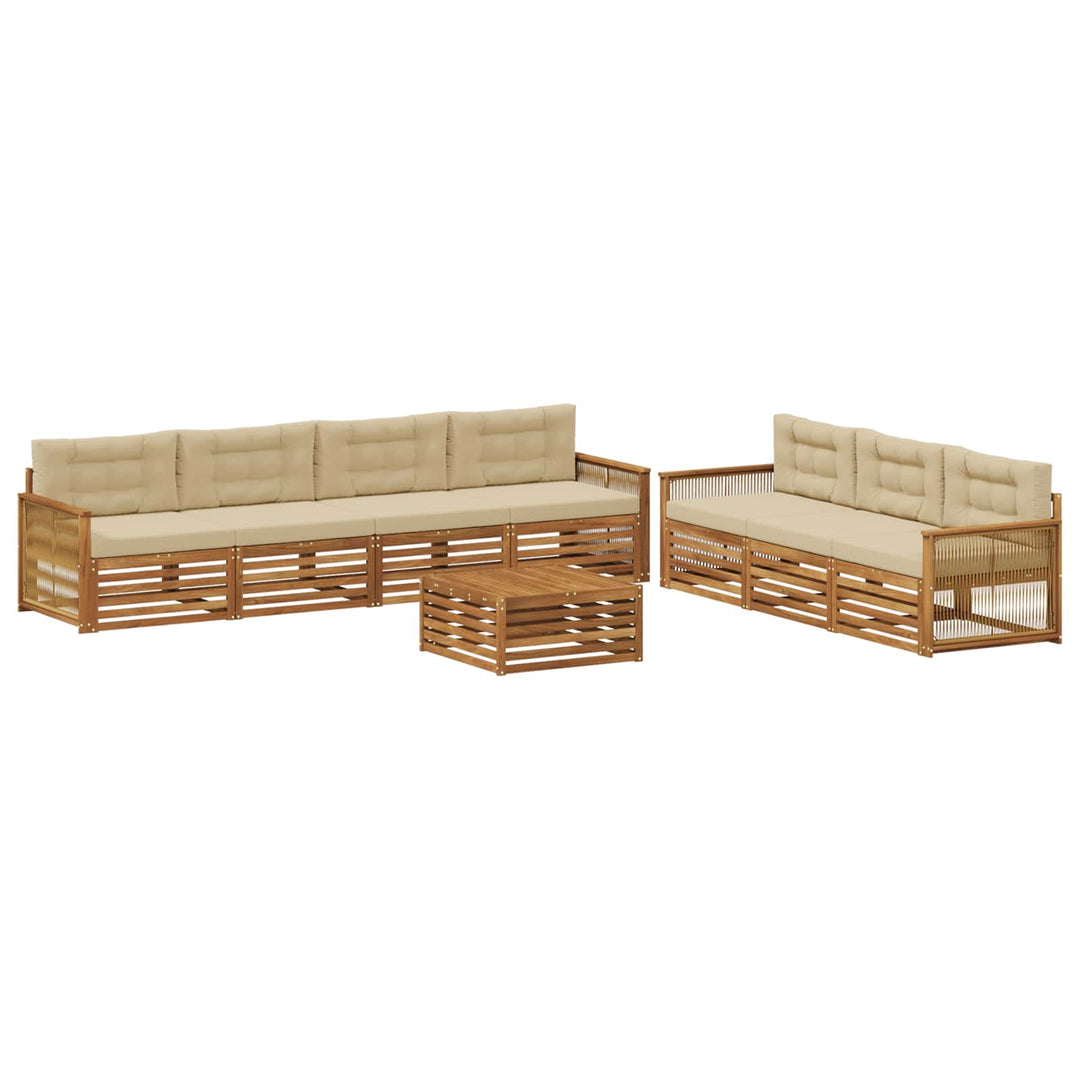 Udendørs sofagruppe med pude 8 pcs Naturlig og Beige