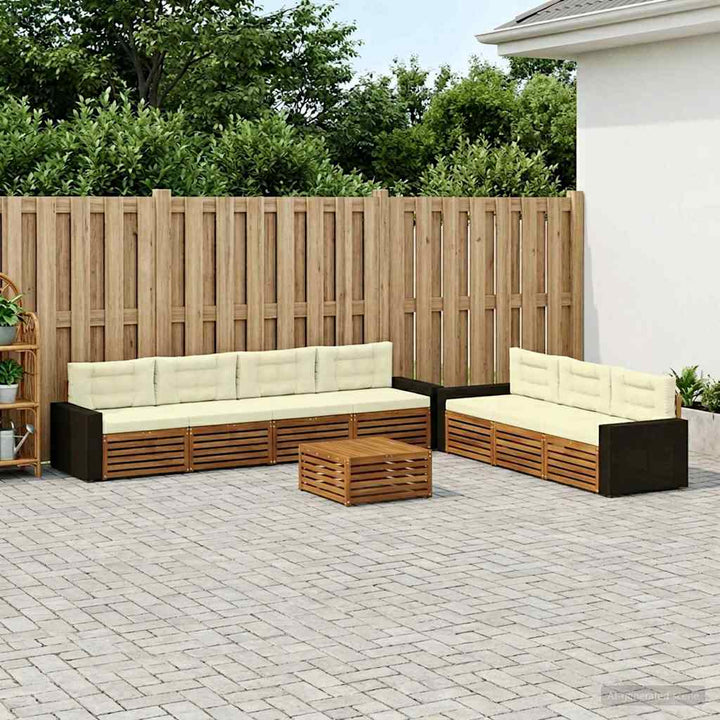 Udendørs sofagruppe 8 pcs Naturlig og Fløde 79 x 79 x 37 cm